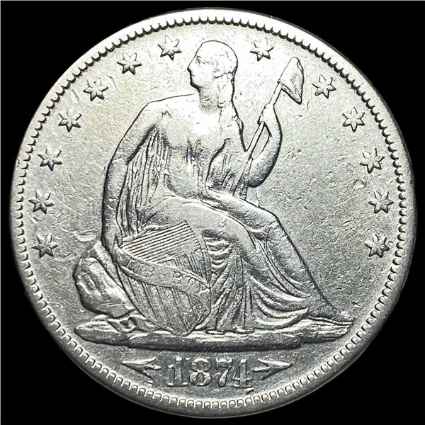 1874 Arrows Seated Liberty Half Dollar NEARLY UNCIRCULATED