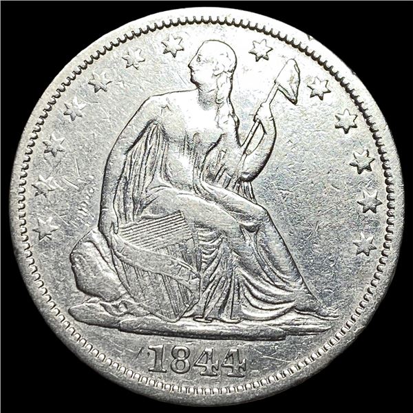 1844-O Silver Seated Liberty Half Dollar ABOUT UNCIRCULATED