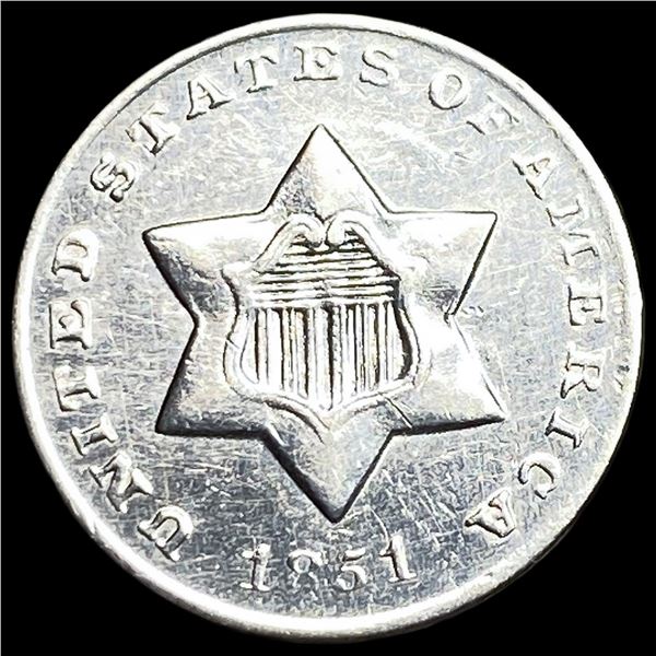 1851-O Silver Three-Cent Piece UNCIRCULATED