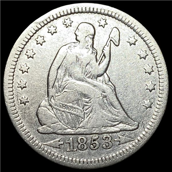 1853 Arrows/Rays Seated Liberty Quarter NEARLY UNCIRCULATED