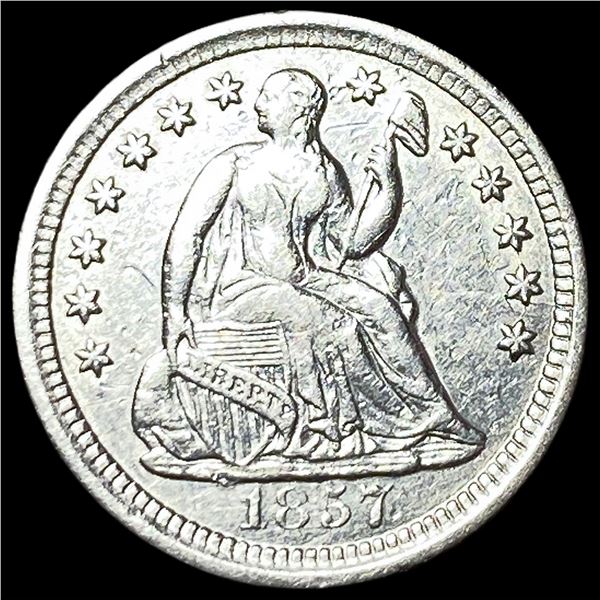 1857-O Silver Seated Liberty Half Dime NEARLY UNCIRCULATED