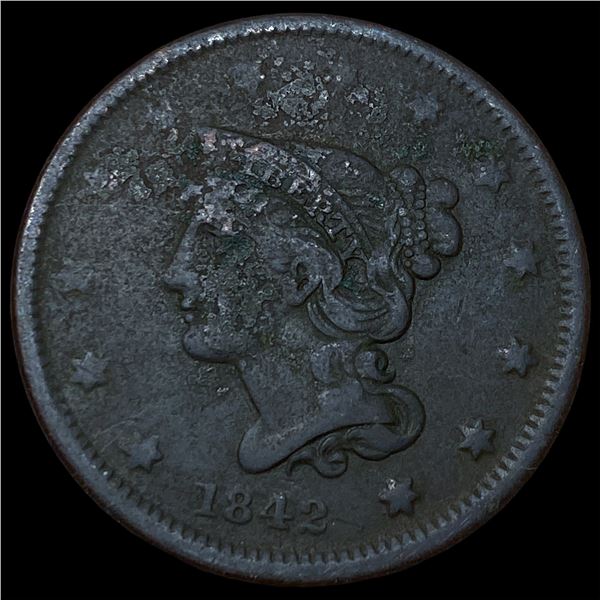 1842 Braided Hair Large Cent NEARLY  UNCIRCULATED