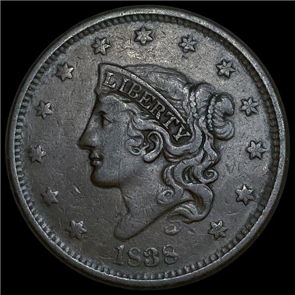 1838 Coronet Head Large Cent NEARLY  UNCIRCULATED