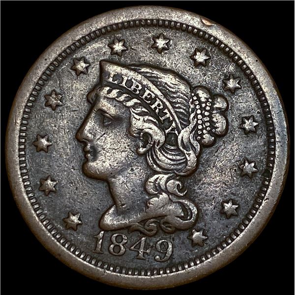 1849 Braided Hair Large Cent NEARLY  UNCIRCULATED