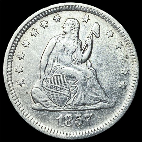 1857 Silver Seated Liberty Quarter CLOSELY  UNCIRCULATED