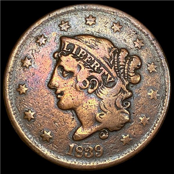 1839 Braided Hair Large Cent LIGHTLY  CIRCULATED
