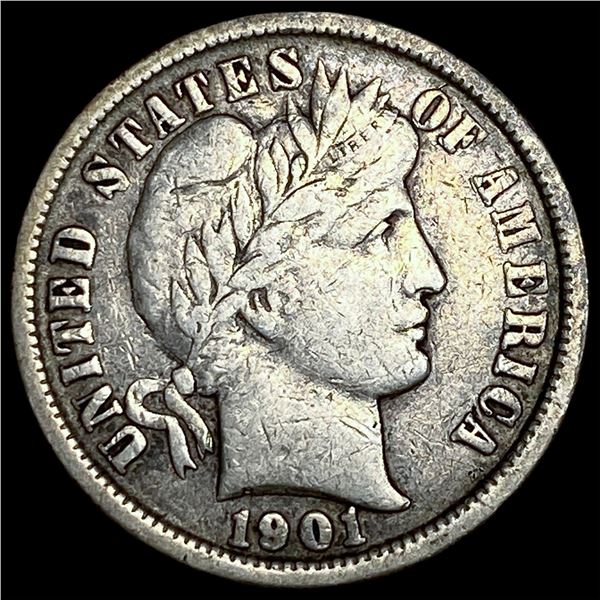 1901-O Silver Barber Dime NEARLY UNCIRCULATED