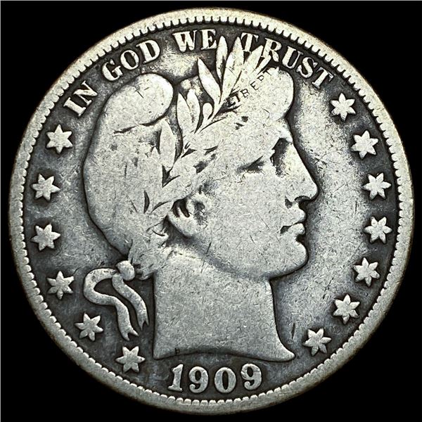 1909 Silver Barber Half Dollar LIGHTLY CIRCULATED