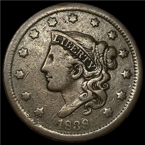 1838 Braided Hair Large Cent LIGHTLY CIRCULATED