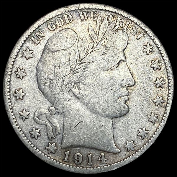 1914-S Silver Barber Half Dollar LIGHTLY  CIRCULATED