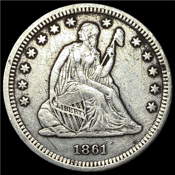 1861 Seated Liberty Quarter NEARLY  UNCIRCULATED