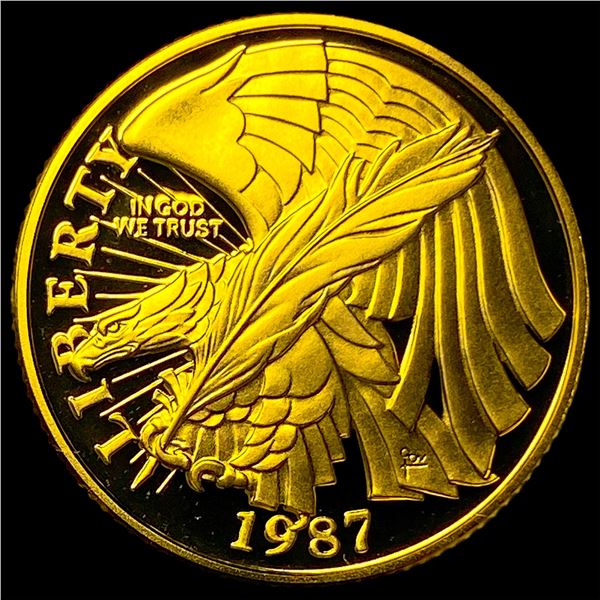 1987-W .2419oz Gold $5 Const. Bicentennial GEM PROOF