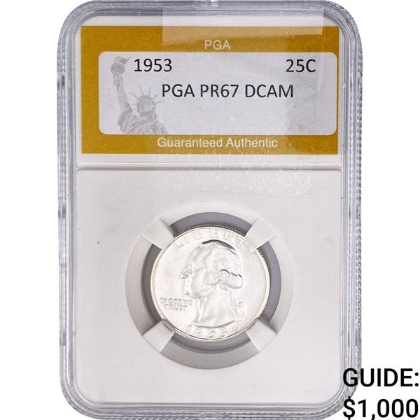 1953 Washington Silver Quarter PGA PR67 DCAM