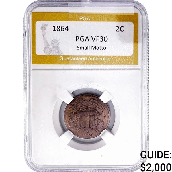 1864 Two Cent Piece PGA VF30 Small Motto