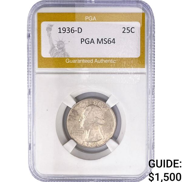 1936-D Washington Silver Quarter PGA MS64
