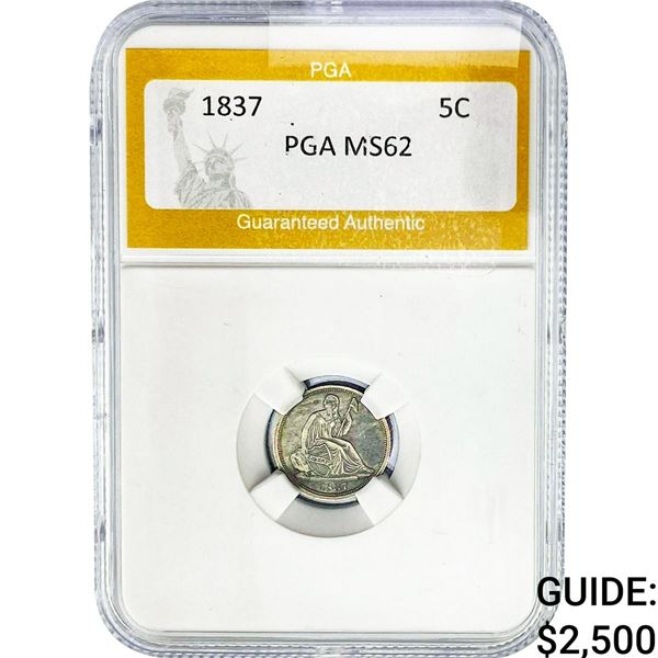1837 Seated Liberty Half Dime PGA MS62