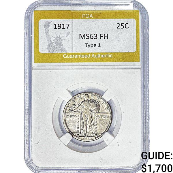 1917 Standing Liberty Quarter PGA MS63 FH Type 1