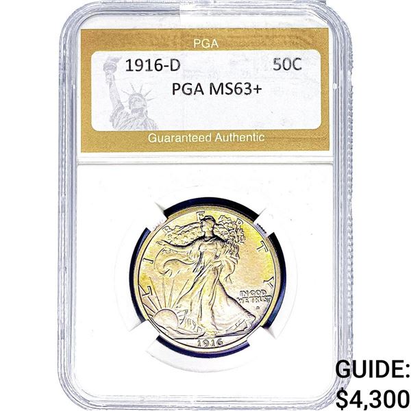 1916-D Walking Liberty Half Dollar PGA MS63+