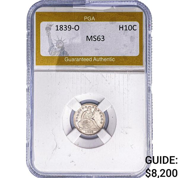 1839-O Seated Liberty Half Dime PGA MS63