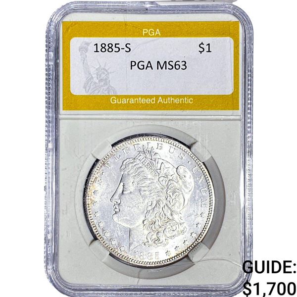 1885-S Morgan Silver Dollar PGA MS63
