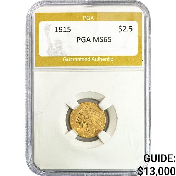 1915 $2.50 Gold Quarter Eagle PGA MS65