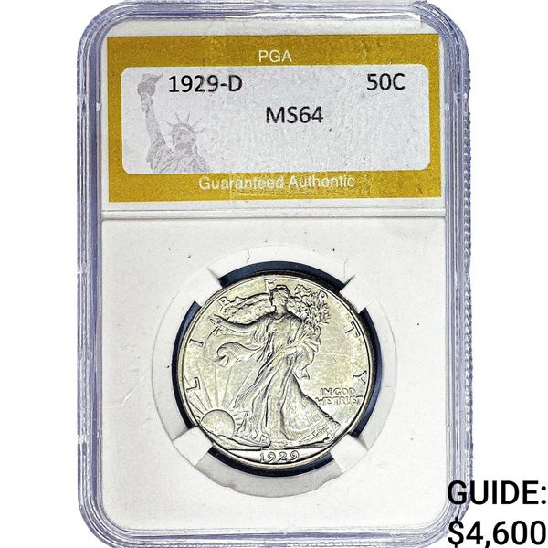 1929-D Walking Liberty Half Dollar PGA MS64