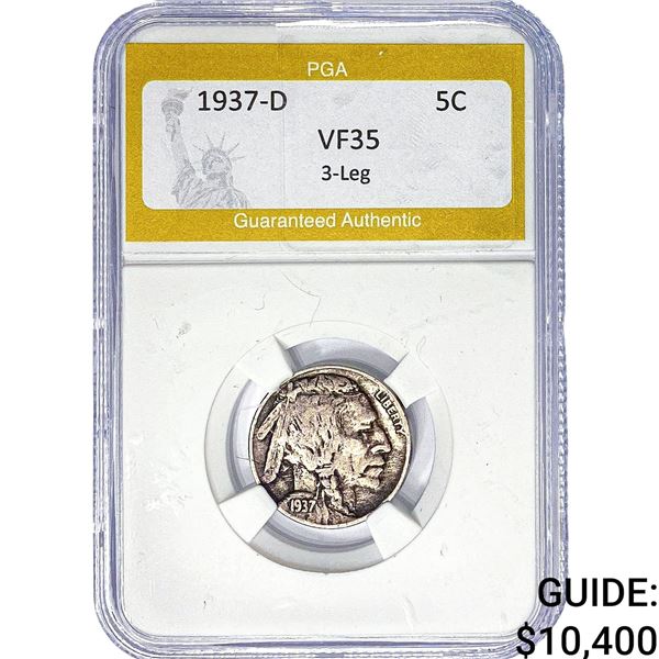 1937-D Buffalo Nickel PGA VF35 3-Leg