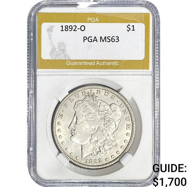 1892-O Morgan Silver Dollar PGA MS63