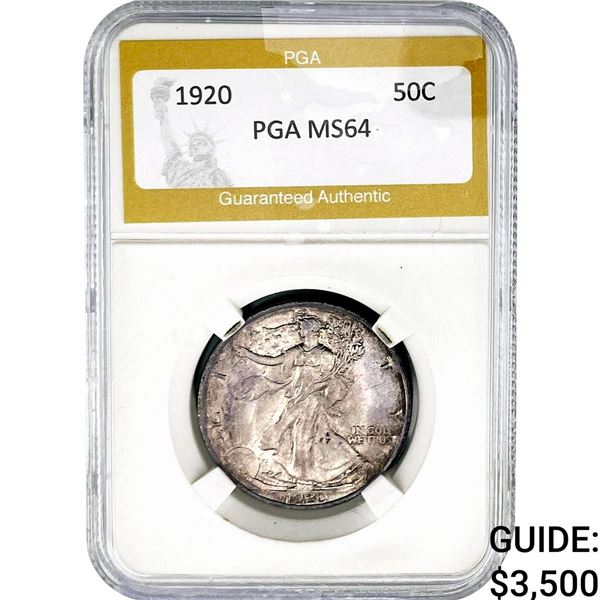 1920 Walking Liberty Half Dollar PGA MS64