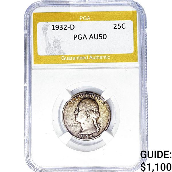 1932-D Washington Silver Quarter PGA AU50