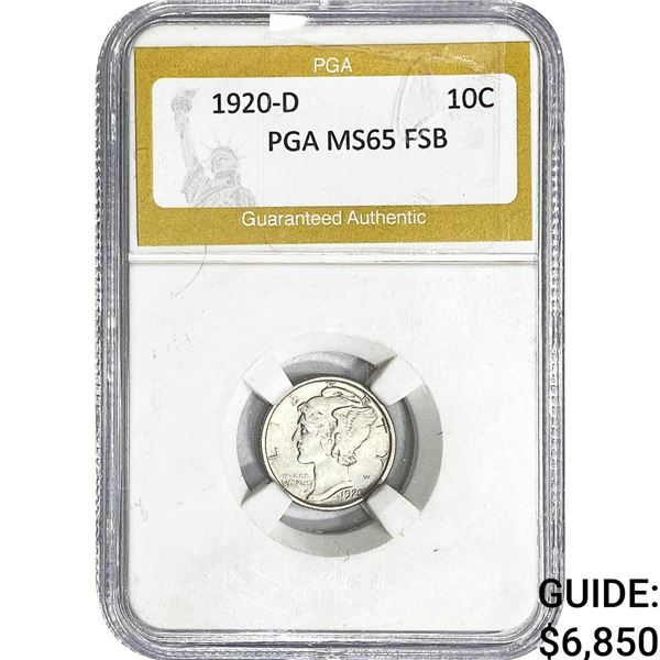 1920-D Mercury Silver Dime PGA MS65 FSB