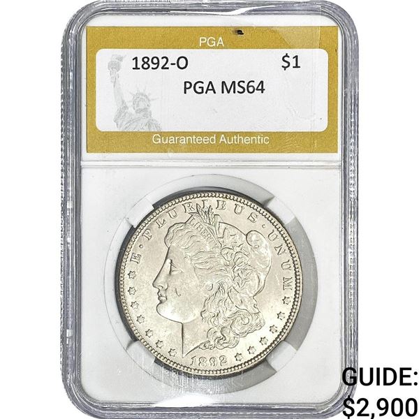 1892-O Morgan Silver Dollar PGA MS64