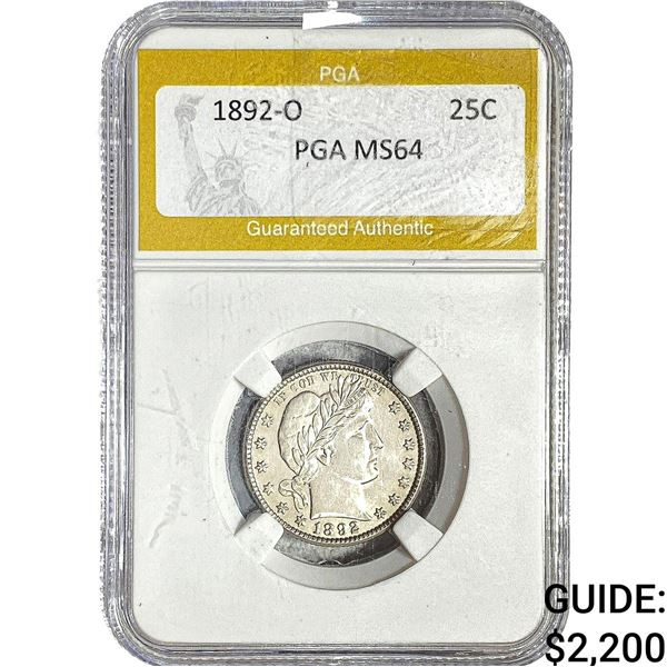 1892-O Barber Quarter PGA MS64