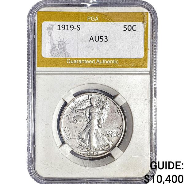 1919-S Walking Liberty Half Dollar PGA AU53
