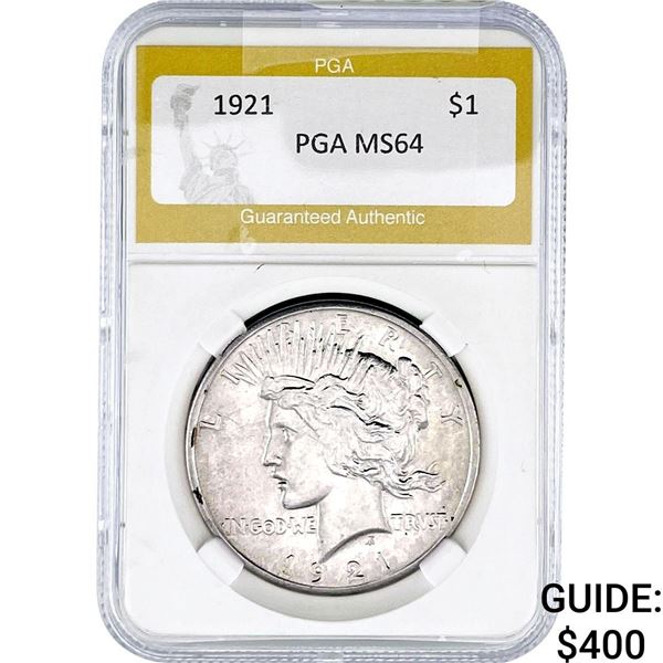 1921 Silver Peace Dollar PGA MS64