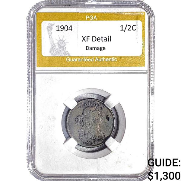 1904 Draped Bust Half Cent PGA XF Detail Damage