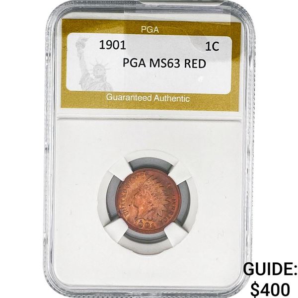 1901 Indian Head Cent PGA MS63 RED