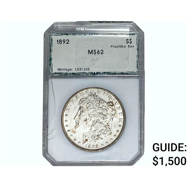 1892 Morgan Silver Dollar PGA MS62 PL REV