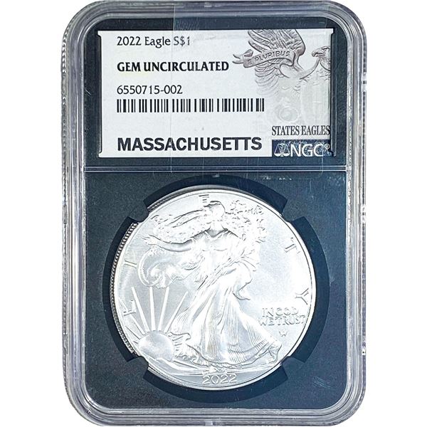 2022 Silver Eagle NGC GEM UNC Massachusetts
