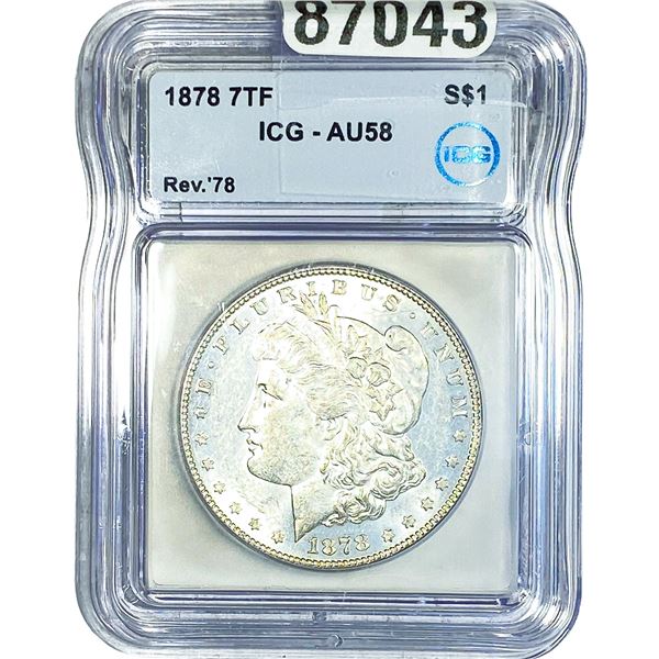 1878 Rev. 78 Morgan Silver Dollar ICG AU58