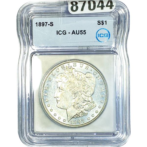 1897-S Morgan Silver Dollar ICG AU55