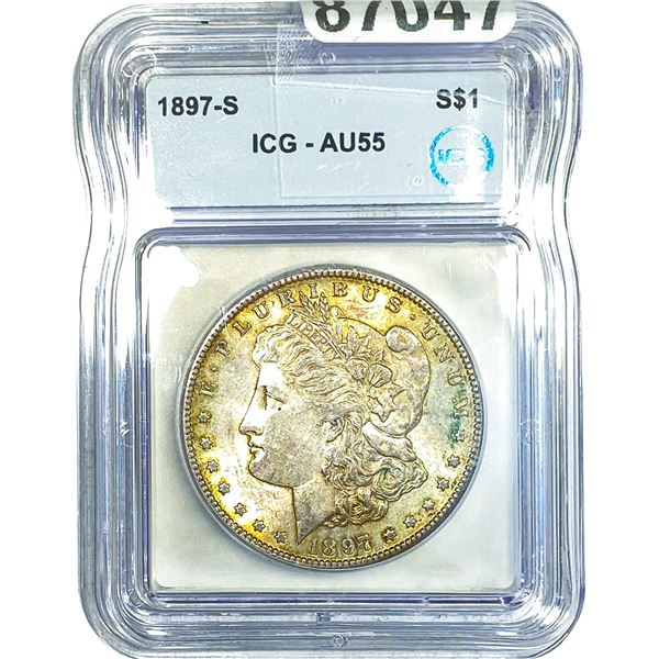 1897-S Morgan Silver Dollar ICG AU55