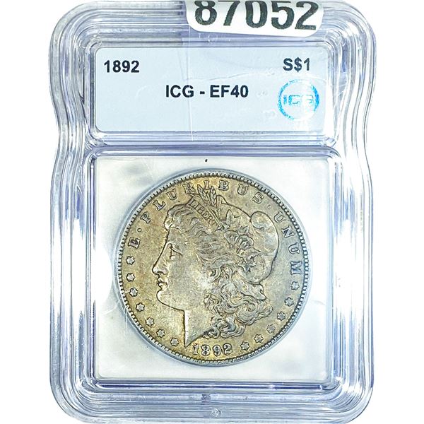 1892 Morgan Silver Dollar ICG EF40