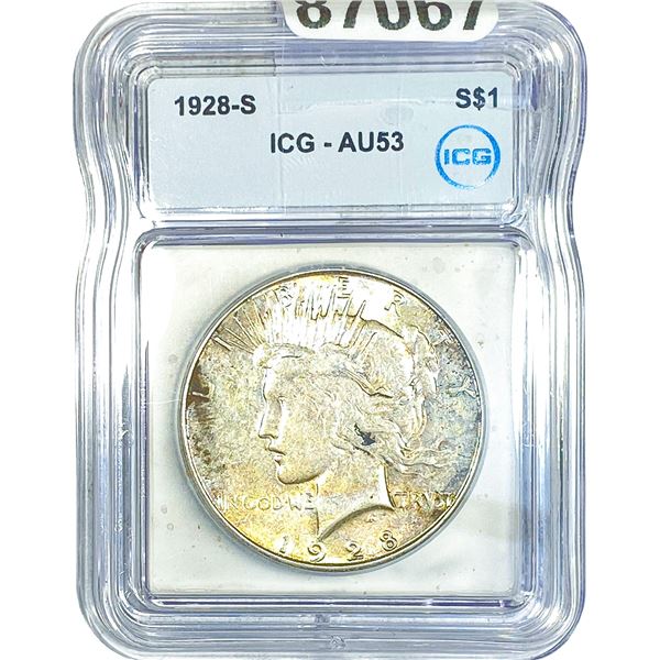 1928-S Silver Peace Dollar ICG AU53