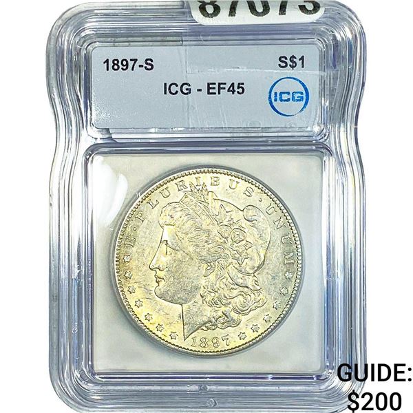 1897-S Morgan Silver Dollar ICG EF45