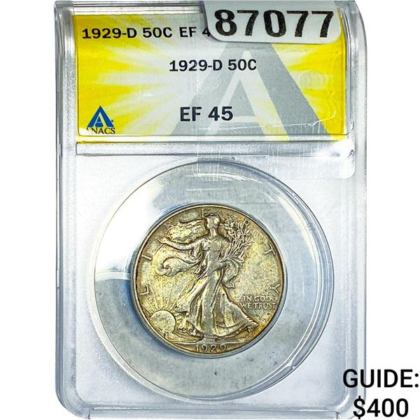 1929-D Walking Liberty Half Dollar ANACS EF45