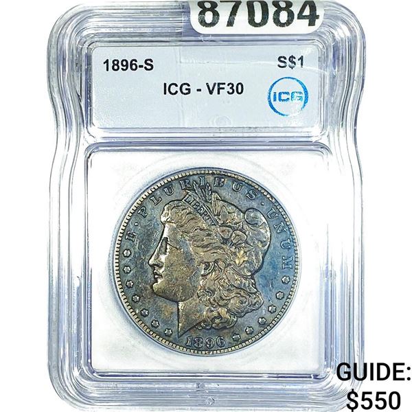 1896-S Morgan Silver Dollar ICG VF30