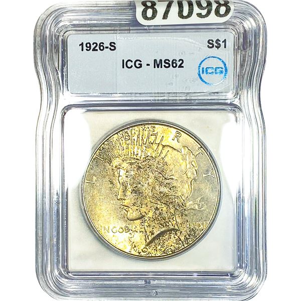 1926-S Silver Peace Dollar ICG MS62