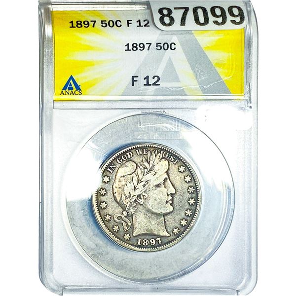 1897 Barber Half Dollar ANACS F12
