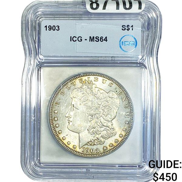 1903 Morgan Silver Dollar ICG MS64